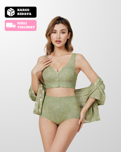 Velmessa™ Düğmeli Rahat ve Destekleyici Dantel Sütyen