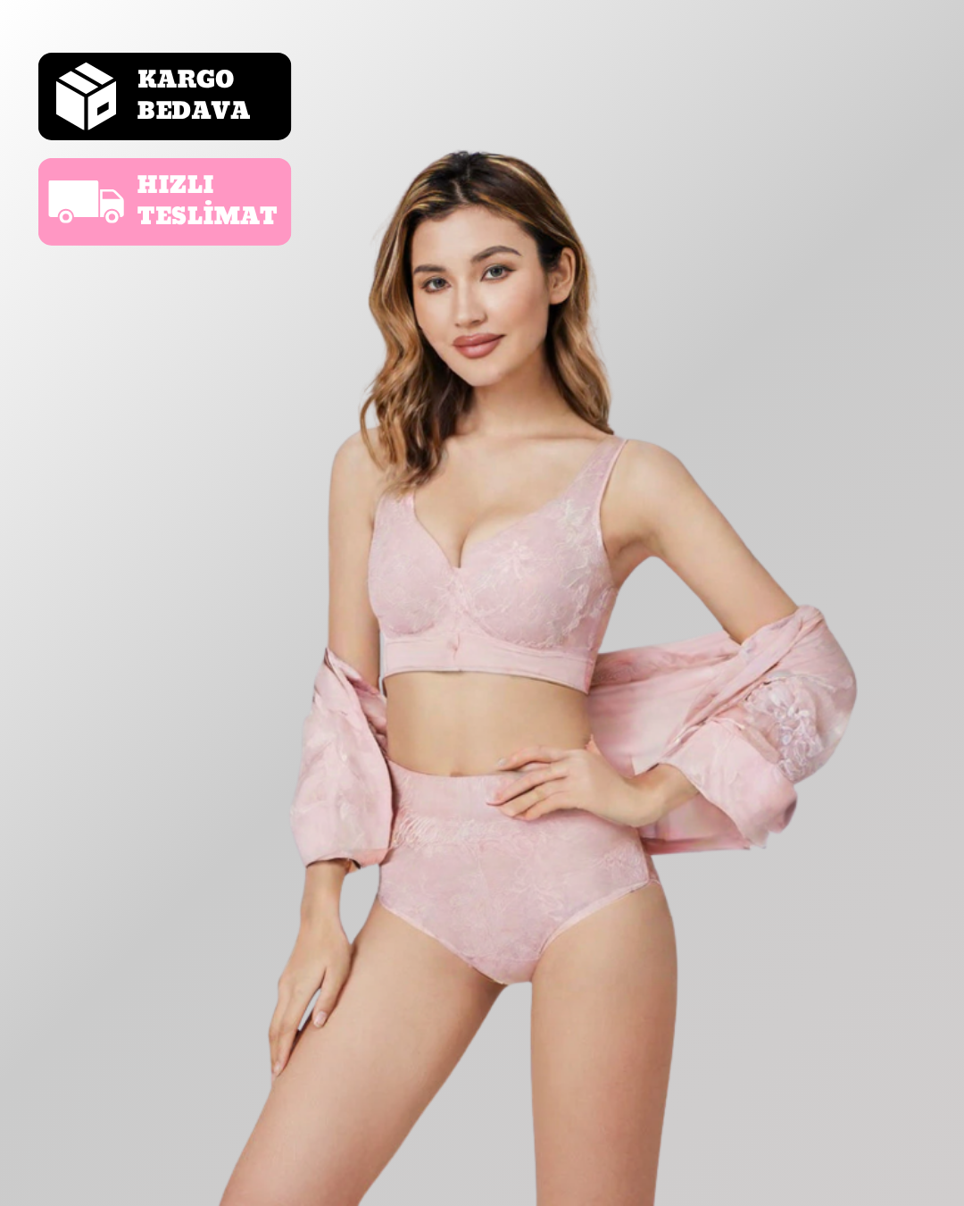 Velmessa™ Düğmeli Rahat ve Destekleyici Dantel Sütyen