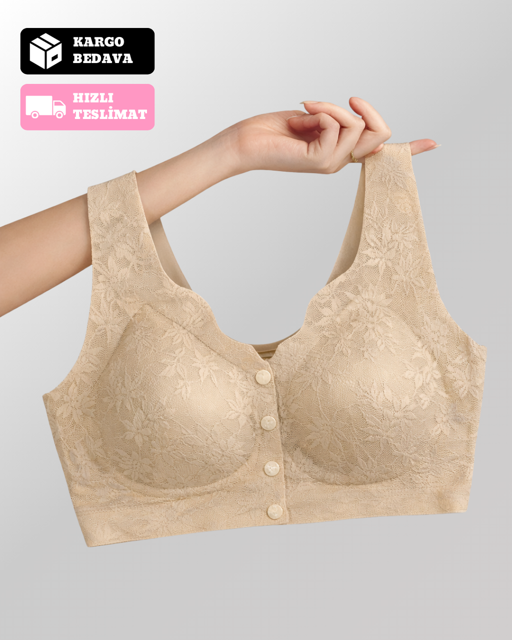 Velmessa™ Düğmeli Rahat ve Destekleyici Dantel Sütyen