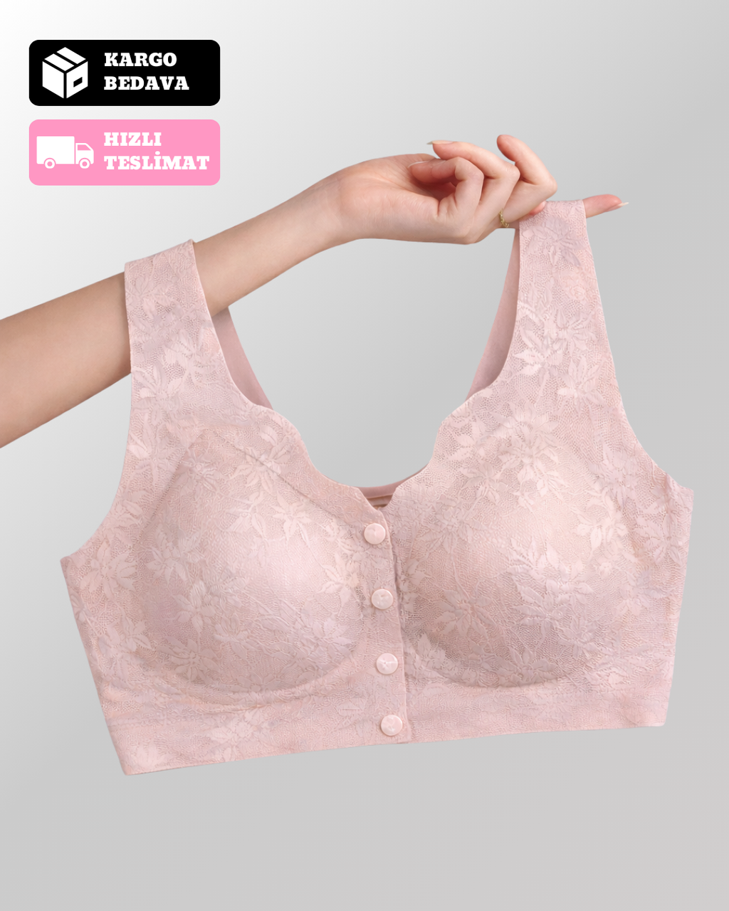 Velmessa™ Düğmeli Rahat ve Destekleyici Dantel Sütyen