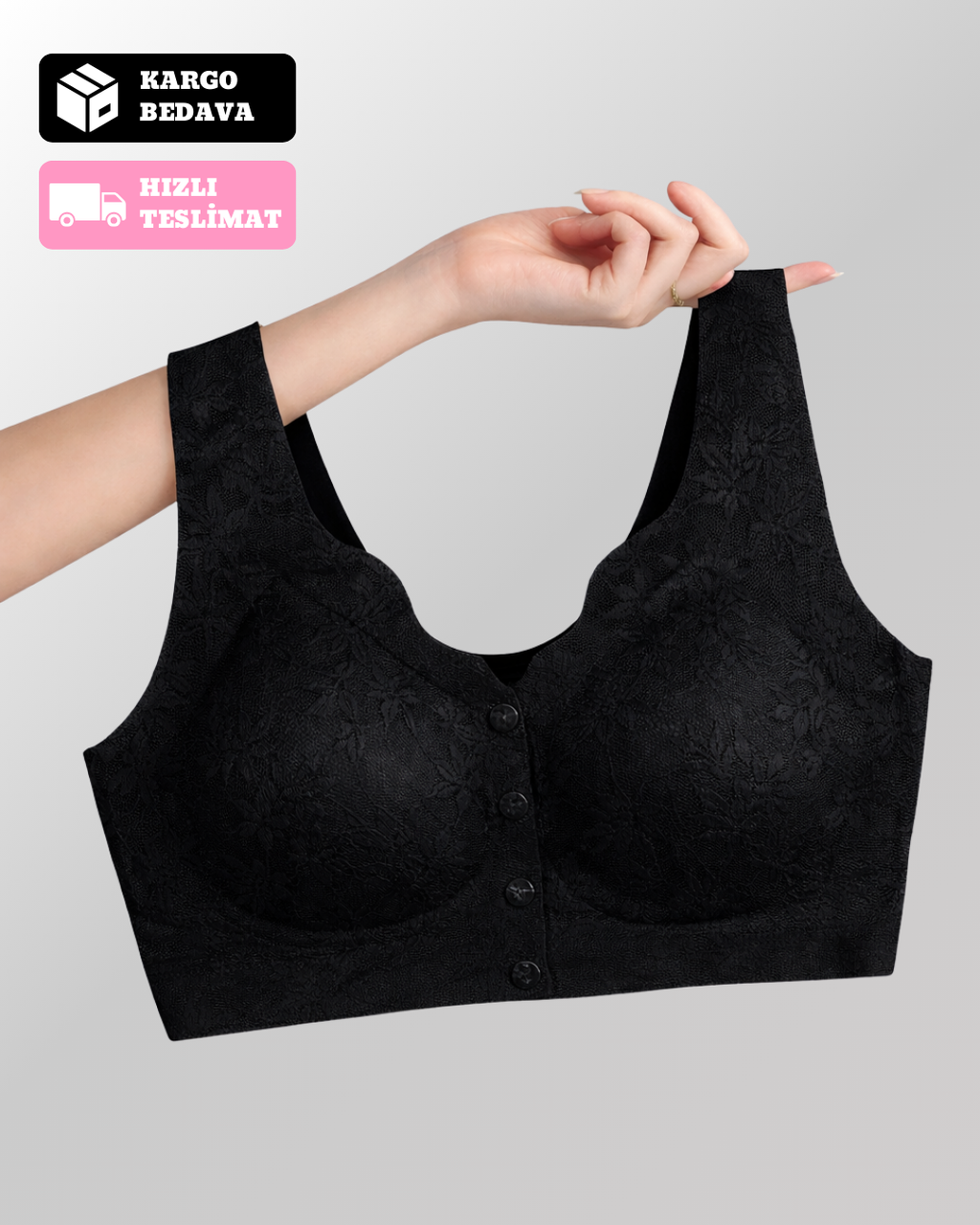 Velmessa™ Düğmeli Rahat ve Destekleyici Dantel Sütyen