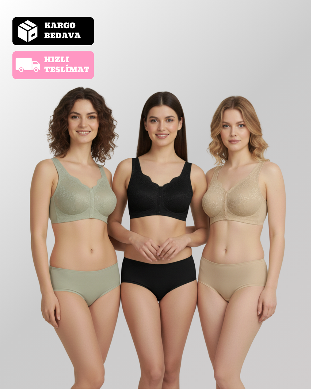 Velmessa™ Düğmeli Rahat ve Destekleyici Dantel Sütyen