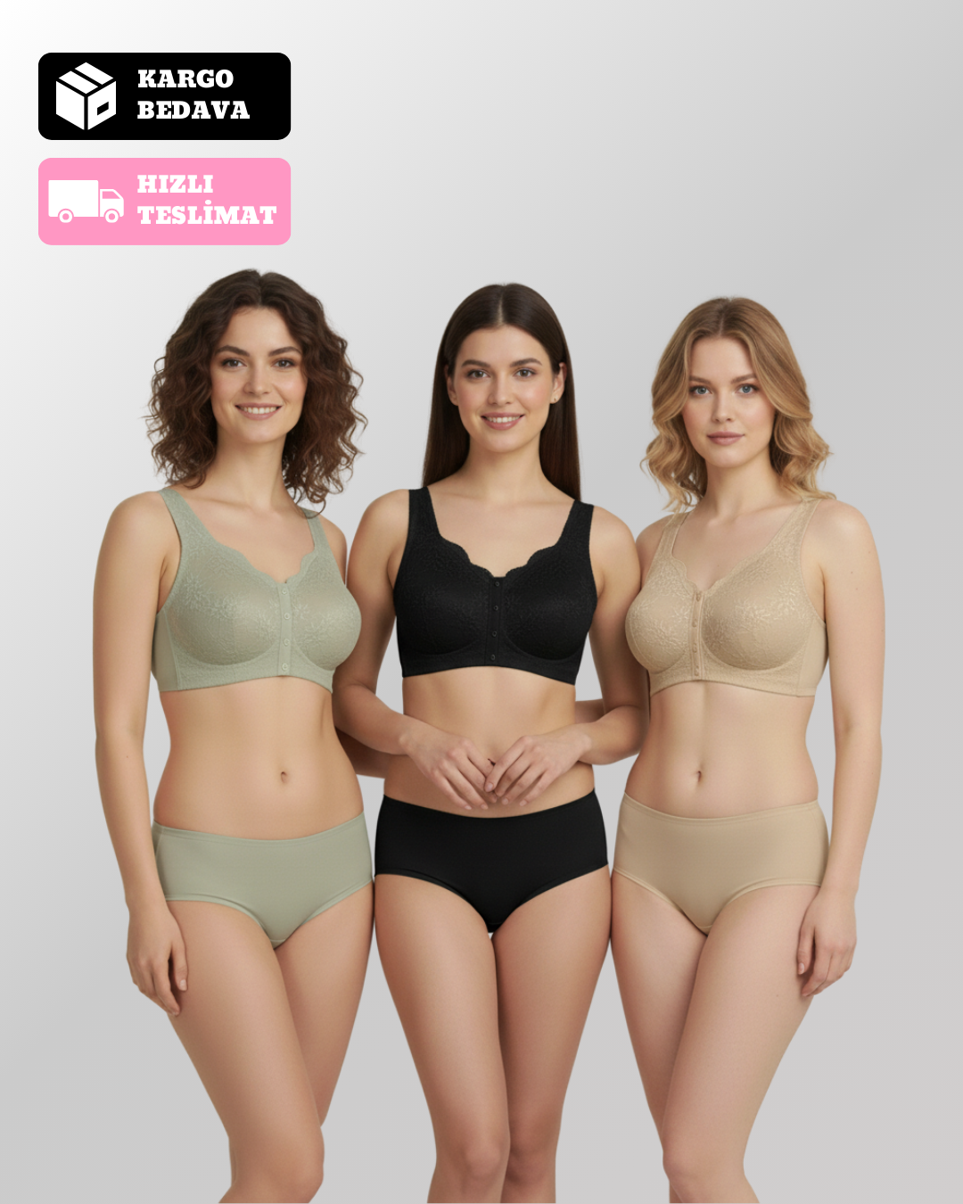 Velmessa™ Düğmeli Rahat ve Destekleyici Dantel Sütyen